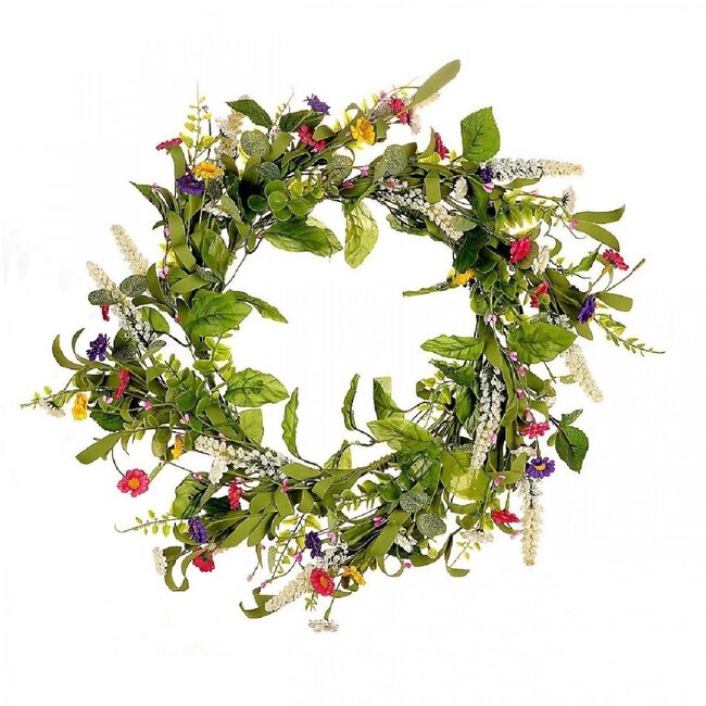 Zijden Krans “Bloeiende Lente” | Kleur: Groen | Diameter 54 centimeter | Per krans