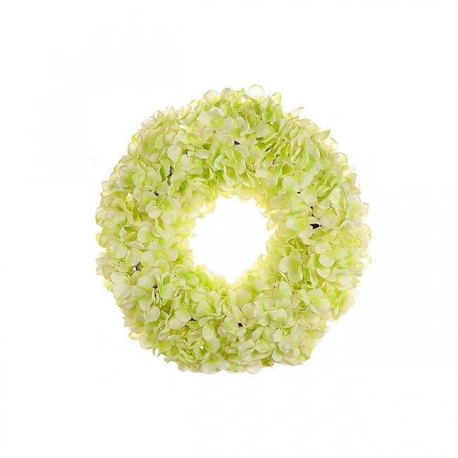 Zijden Hortensia Krans | Kleur: Lichtgroen | Diameter 30 centimeter | Per krans