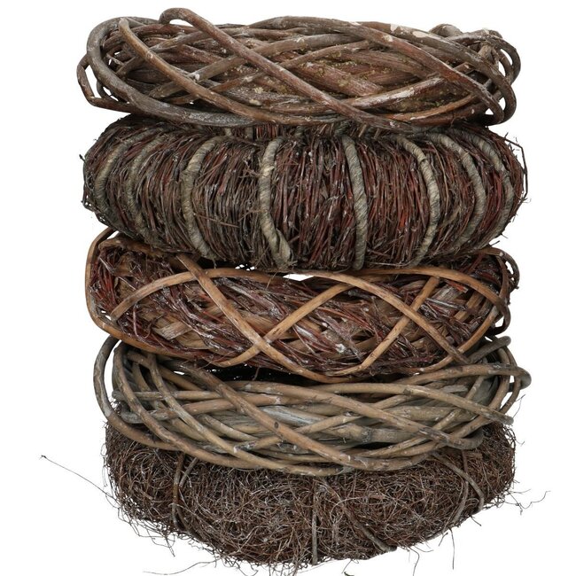 Stapel Kransen Assortiment | Kleur: Natuurlijk Grijs Bruin | Diameter 30 centimeter | Per 5 kransen