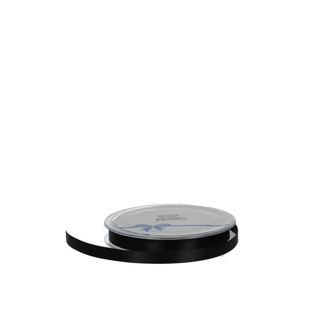Ruban Satin | Couleur: Noir | Largeur 10 millimeter | Longueur 25 meter | Par rouleau
