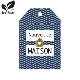 4A Label card with French text “Maison” | Colour: Blue White | Eco paper | Width 5 centimetre | Height 8 centimetre | Per 20 labels