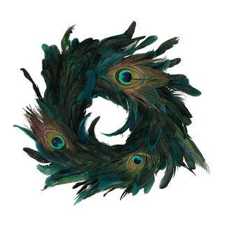 4A Couronne en plumes de paon | Couleur: Bleu Vert | Diamètre 25 centimeter | Par couronne