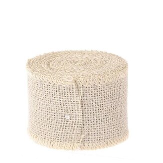 4A Ruban de jute | Couleur: Crème | Largeur 50 millimeter | Longueur 5 meter | Par rouleau