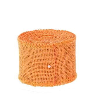 4A Jute Lint | Kleur: Oranje | Breedte 50 millimeter | Lengte 5 meter | Per rol