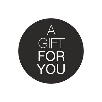 4A Sticker Label met tekst “Gift for you” | Kleur: Zwart | Diameter 39 millimeter | Per 250 labels