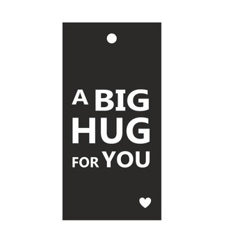 4A Kärtchen Etikett mit Text “Big Hug” | Farbe: Schwarz Weiß | Breite 5 centimeter | Höhe 10 centimeter | Pro 20 Etiketten