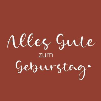 4A Kaartje Label met Duitse tekst “Geburtstag” | Kleur: Terracotta | Breedte 7 centimeter | Hoogte 7 centimeter | Per 20 labels