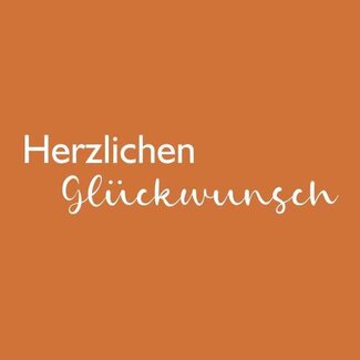 4A Card label with German text “Glückwunsch” | Colour: Orange | Width 7 centimeter | Height 7 centimeter | Per 20 labels