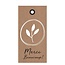 Kaartje Label met Franse tekst “Merci” | Kleur: Lichtbruin | Breedte 5 centimeter | Hoogte 10 centimeter | Per 20 labels
