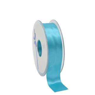 4A Ruban satiné | Couleur: Turquoise | Largeur 25 millimeter | Longueur 25 meter | Par rouleau