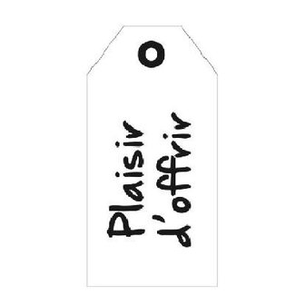 4A Kaartje Label met Franse tekst “Plaisir d'offrir” | Kleur: Natuurlijk Wit | Breedte 5 centimeter | Hoogte 10 centimeter | Per 20 labels