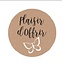 Sticker Label met tekst “Plaisir D’Offrir” | Kleur: Lichtbruin | Diameter 39 millimeter | Per 500 stickers