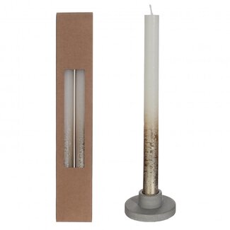 4A Kaars met Goudkleur Spray | Kleur: Crèmekleurig | Diameter 2.1 centimeter | Lengte 25 centimeter | Per 2 kaarsen