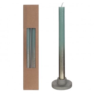 4A Candle with Gold-coloured Spray | Colour: Light green | Diameter 2.1 centimetre | Length 25 centimetre | Per 2 candles