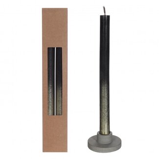4A Kaars met Goudkleur Spray | Kleur: Zwart | Diameter 2.1 centimeter | Lengte 25 centimeter | Per 2 kaarsen