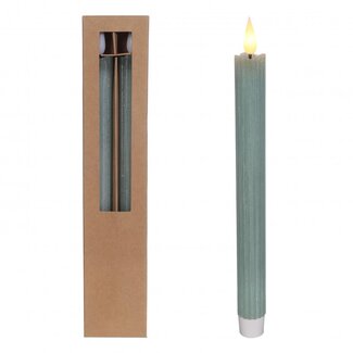 4A Bleistiftkerze LED | Farbe: Petrolblau | Durchmesser 2.1 Zentimeter | Höhe 25 Zentimeter | Exklusive AAA-Batterien | Pro 2 Kerzen