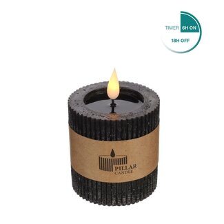 4A Stompkaars Geribbeld LED | Kleur: Zwart | Diameter 7 centimeter | Hoogte 7.5 centimeter | Exclusief AAA batterijen | Per 6 kaarsen