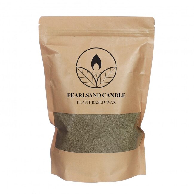 Pearlsand Kaarsvet + 4 lonten | Kleur: Groen | Plantaardige Was | Inhoud 400 gram | Per zak