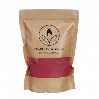 4A Pearlsand Kaarsvet + 4 lonten | Kleur: Bordeauxrood | Plantaardige Was | Inhoud 400 gram | Per zak
