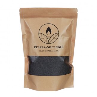 4A Pearlsand Kaarsvet + 4 lonten | Kleur: Zwart | Plantaardige Was | Inhoud 400 gram | Per zak
