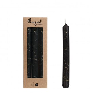 4A Kaars Marble | Kleur: Zwart | Diameter 2.2 centimeter | Lengte 20 centimeter | Per 3 kaarsen