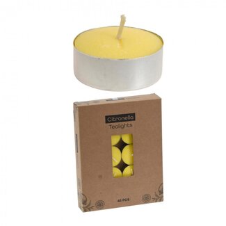 4A Theelicht Citronella | Kleur: Geel | Diameter 38 millimeter | Per 40 theelichten