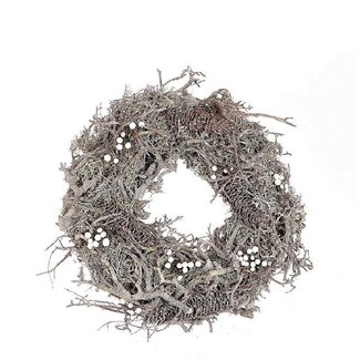 4A Bonsai Pineberry Wreath | Colour: Natural White Grey | Diameter 40 centimeter | Per wreath