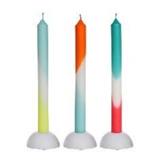 4A Kaars Dip Dye | Kleur: Blauw Geel | Diameter 2.2 centimeter | Lengte 24 centimeter | Per 3 kaarsen