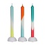 Kaars Dip Dye | Kleur: Blauw Geel | Diameter 2.2 centimeter | Lengte 24 centimeter | Per 3 kaarsen