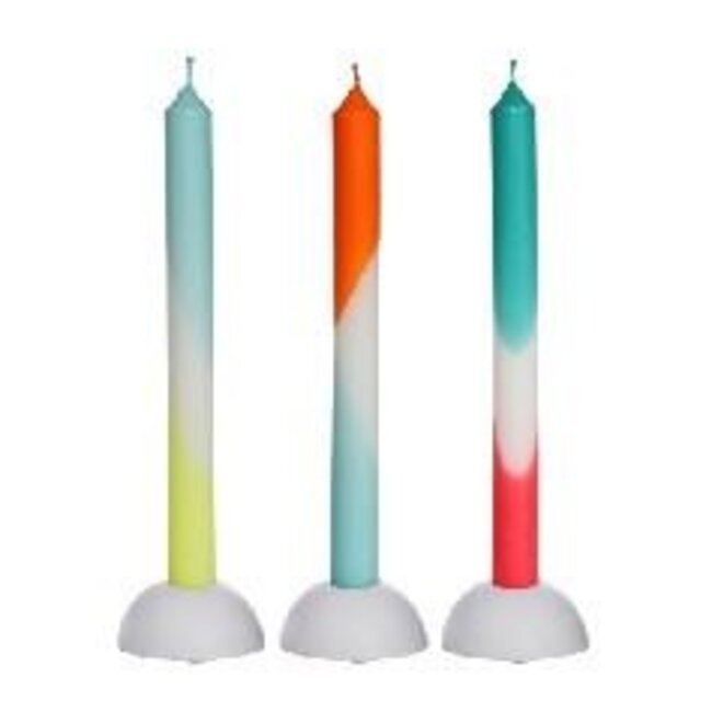 Kaars Dip Dye | Kleur: Blauw Geel | Diameter 2.2 centimeter | Lengte 24 centimeter | Per 3 kaarsen