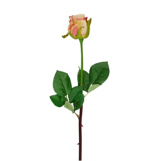 4A Rose Artificial flower | Colour: Cream-coloured | Roses Artificial flowers | Length ± 46 centimetre | Per 24 artificial flowers