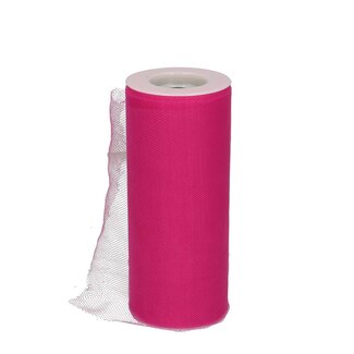 4A Tulle Ruban | Couleur: Fuchsia | Largeur 150 millimeter | Longueur 23 meter | Par rouleau