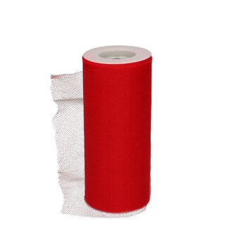 4A Ruban tulle | Couleur: Rouge | Largeur 150 millimeter | Longueur 23 meter | Par rouleau