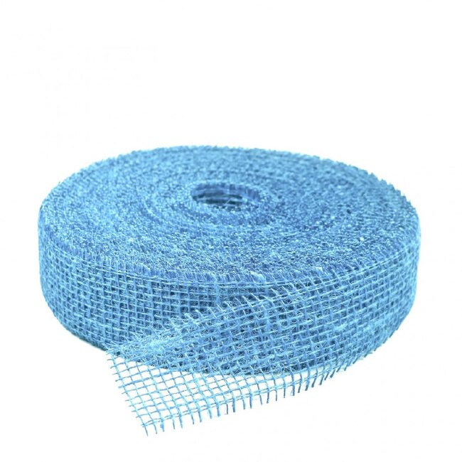 Juteband | Farbe: Hellblau | Breite 50 Millimeter | Länge 40 Meter | Pro Rolle