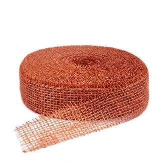 4A Ruban en jute | Couleur: Terre cuite | Largeur 50 millimeter | Longueur 40 meter | Par rouleau