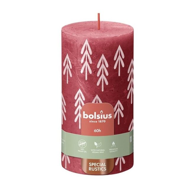 Stompkaars Rustiek Silhouet | Kleur: Rood | Diameter 7 centimeter | Hoogte 13 centimeter | Per 4 kaarsen