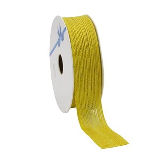 4A Ruban en jute | Couleur: Jaune | Largeur 25 millimeter | Longueur 10 meter | Par rouleau