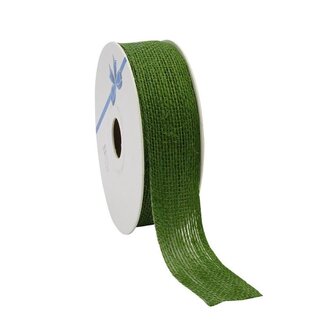 4A Ruban en jute | Couleur: Vert | Largeur 25 millimeter | Longueur 10 meter | Par rouleau