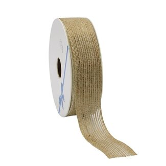 4A Ruban de jute | Couleur: Marron clair | Largeur 25 millimètre | Longueur 10 mètre | Par rouleau