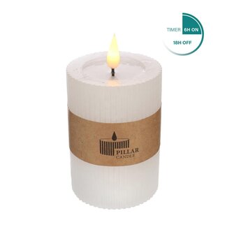 4A Stompkaars Geribbeld LED | Kleur: Natuurlijk Wit | Diameter 7 centimeter | Hoogte 10 centimeter | Exclusief AAA batterijen | Per 6 kaarsen