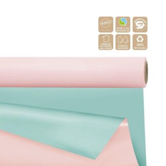 4A Film mat double face sur rouleau Universel | Couleur: Bleu clair Rose | Largeur 80 centimeter | Longueur 40 meter | Par rouleau