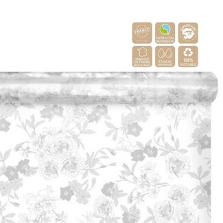 4A Film en rouleau Motif floral “Foresty” | Couleur: Blanc naturel | Largeur 80 centimeter | Longueur 100 meter | Par rouleau