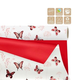 4A Beidseitig matte Folie op Rolle “Floraison” | Farbe: Rot | Breite 80 centimeter | Länge 25 meter | Pro Rolle