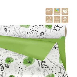 4A Tweezijdig Mat Folie op rol “Lilou” | Kleur: Groen | Breedte 80 centimeter | Lengte 25 meter | Per rol