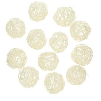 4A Rotin Rotin Boule | Couleur: Blanc blanchi | Diamètre 6 centimeter | Par 12 boules