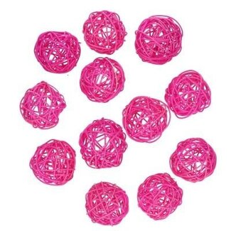 4A Rotan Rattan Bal | Kleur: Fuchsia | Diameter 6 centimeter | Per 12 ballen