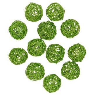 4A Rotin Rattan Balle | Couleur: Vert clair | Diamètre 6 centimeter | Par 12 balles