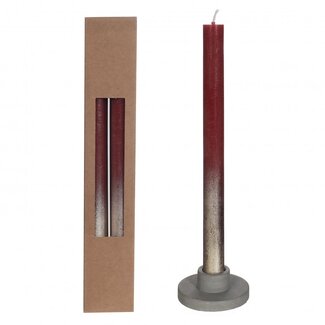 4A Kaars met Goudkleur Spray | Kleur: Rood | Diameter 2.1 centimeter | Lengte 25 centimeter | Per 2 kaarsen