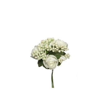 4A Corsage Décoration Florale | Couleur : Blanc Naturel | Par 12 corsages
