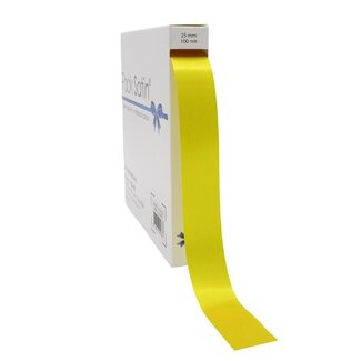 4A Satijnen Lint | Kleur: Geel | Breedte 25 millimeter | Lengte 100 meter | Per rol